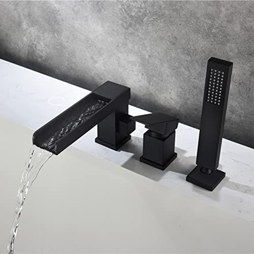 Robinet de Cascade de Baignoire Tap 4 Trous Ensemble Or avec Douche - 4