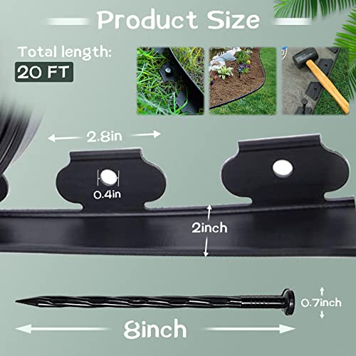 20 Ft No Dig Fence Edging For Landscaping Include 20 Spikes,20 Ft Lawn Edging No Dig Edging For Landscaping Edging And Garden Edging And Garden Border And Flower Bed Edging (Black-20Ft) #TOP2