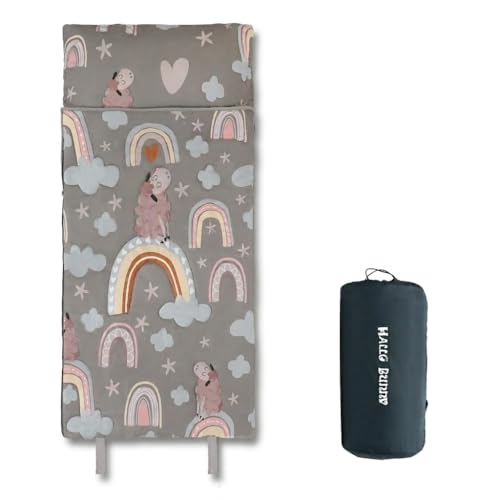Image of Kids Sleeping Bag - 61 inch Extra-Long Slumber Bag with Detachable Pillow - All Seasons for Older Children & Girls - Large Portable Indoor Bedding for Home, Travel & Naps