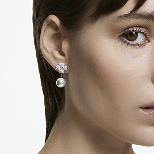 Swarovski Latisha Earring Jackets, Flower, White, Rose-gold tone Finish3