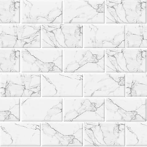 DÉCOR WOW White Marble Backsplash Cover