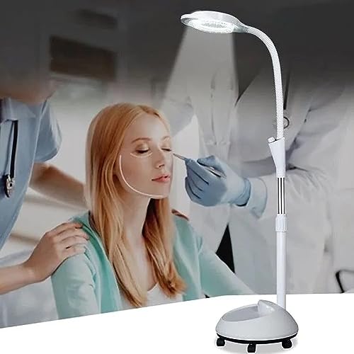 Lampara Led Pie Estetica con Lupa Profesional Lámpara De Trabajo 8 X Aumento Flexible Brazo Altura