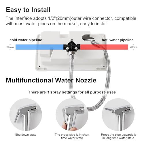 Image of Portable, Durable, Waterproof RV Exterior Shower Box Kit - All-Metal, Adjustable, Quick Connect, Leak-Proof, Weather-Resistant RV Outdoor Shower - High-Pressure RV Shower Faucet (White)