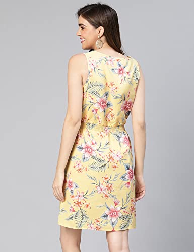 Image of oxolloxo Women Floral Print Elasticated & Tie-Knotted Dress