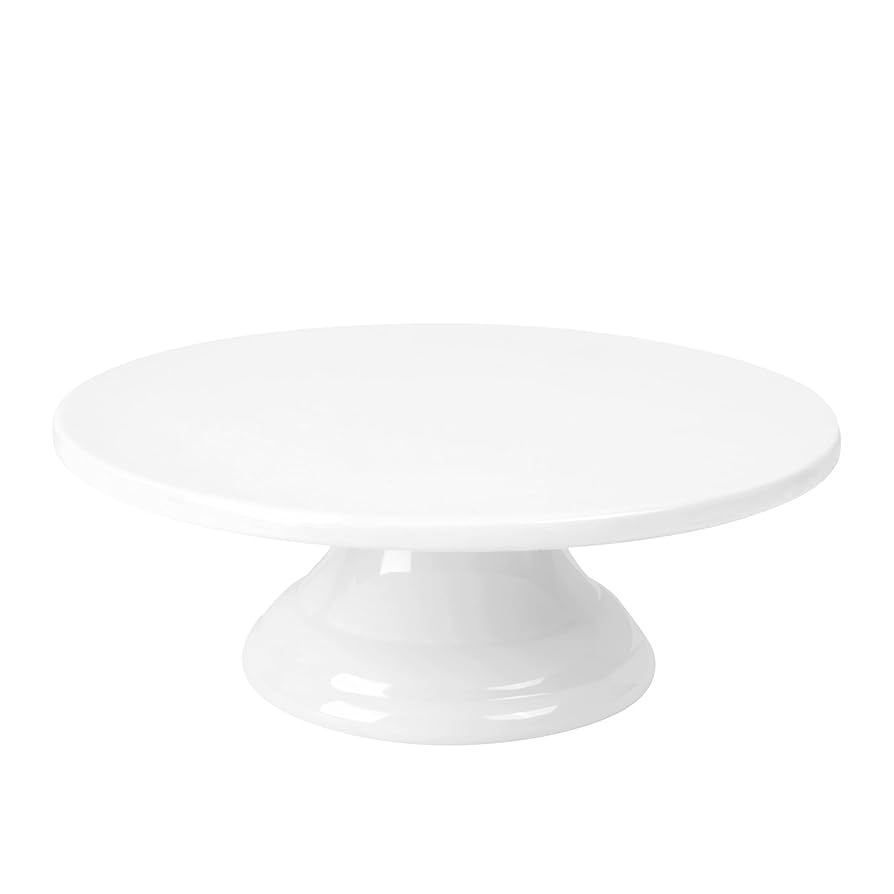 fanquare 10 Inch Porcelain Cake Display Stand, White Dessert Stand for Birthday Wedding Party, Vintage Cake Plate
