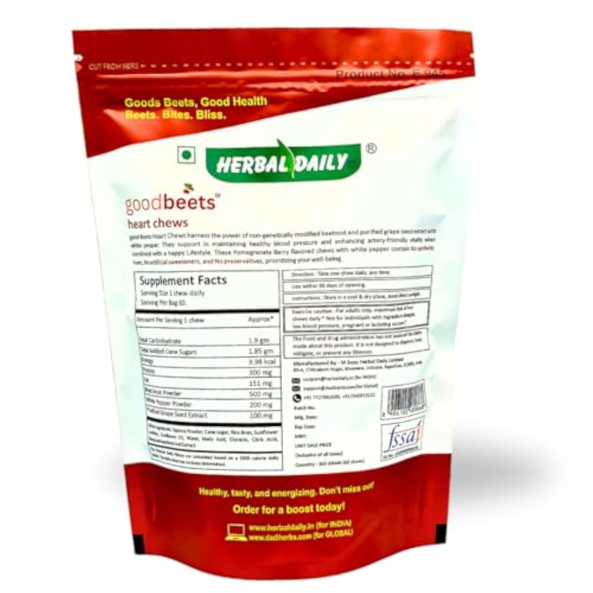 GoodBeets Heart Chews, Nitric Oxide Supplement