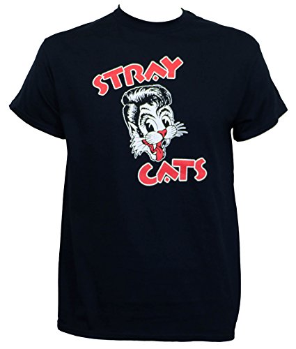 Stray Cats Mens Cat Face T-Shirt Small Black | Officially Licensed Merchandise