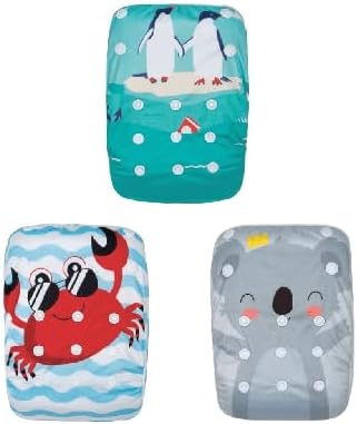 KaWaii Baby Swim Cloth Diapers, Washable Reusable One Size Adjustable to Fits 10-40 lbs Boy & Girl Baby Shower Gifts Swimming Lessons 3-Pack #4
