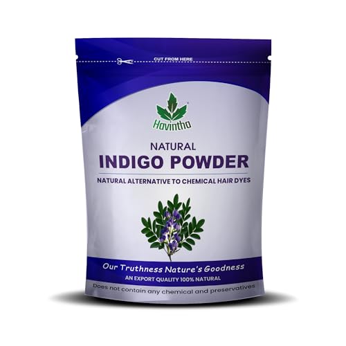 Havintha Natural Indigo Powder (Indigofera Tinctoria) for Hair, Pure and Herbal for Natural Hair Colorant Black/Brown Hair Dye/Color (8 Ounce)