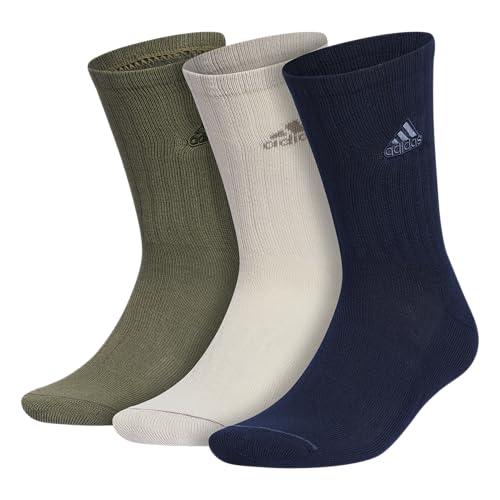 adidas Mens Athletic Cushioned Crew Socks (3 Pairs) Graphic Logo Striped