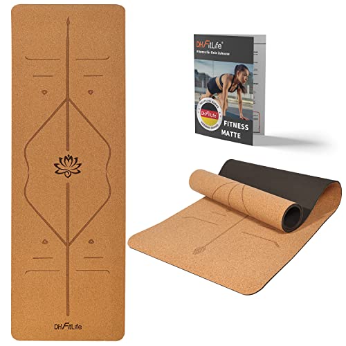 DH FitLife Yogamatte aus Kork & TPE, Gymnastikmatte 183 x 61 x 0,6 cm, Yoga...