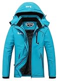 MOERDENG Women's Waterproof Ski Jacket Warm Winter Snow Coat Mountain Windbreaker Hooded Raincoat Jacket
