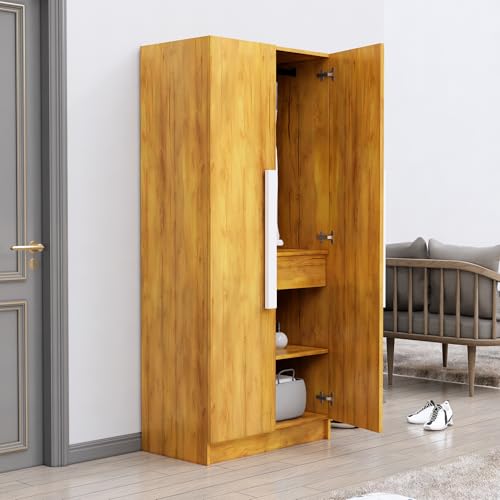 Image of Bniture 2 Door Wooden Wardrobe for Bedroom | Almirah for Clothes with 4 Shelves, Engineered Wood Wardrobe for Clothes | Cupboard for Bedroom (46D x 80W x 182H CM) | 3 Years Warranty (Giant Wood)
