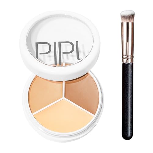 UZYXC Paleta correctora de cobertura total, crema correctora 3 en 1, corrector facial, resaltar, contorno corrector de 3 colores con pincel, resistente al agua de larga duración