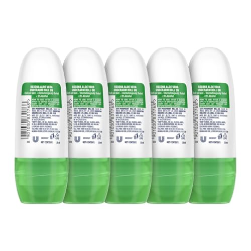 Image of Rexona Aloe Vera Underarm Roll-On Deodorant for Women | 72 Hours Long-Lasting Odour Protection | 0% Alcohol, Safe on Skin | 25ML (Pack of 5)