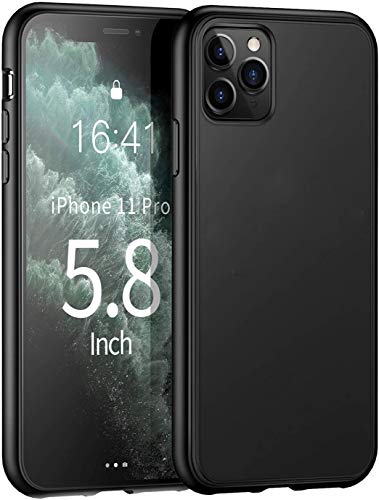 Ztotop for iPhone 11 Pro Case, [Shockproof Anti-Drop] [Fit Screen Protector] Translucent Matte Hard PC Back and TPU Bumper Cover Designed for New iPhone 11 Pro 5.8 Inch 2019, Black