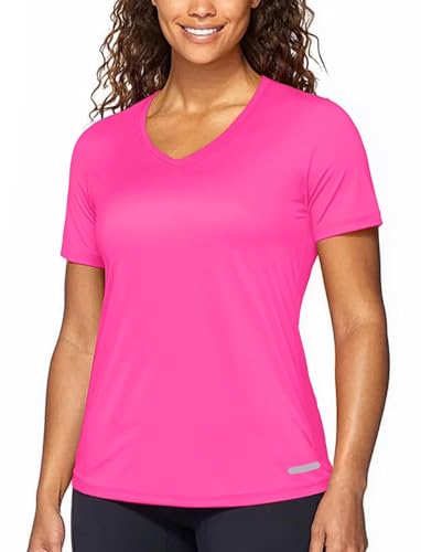 Zengjo Womens Running Shirts Quick Dry Short Sleeve Workout Yoga Tops V Neck Athletic Tees Sports Exercise Wicking T-Shirt