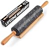 Zulay kitchen 17 inch marble rolling pin with stand polished marble rolling pins for baking long rolling pin marble with beechwood handle non stick roller pin for baking pastries bread pizza  urban country home decor