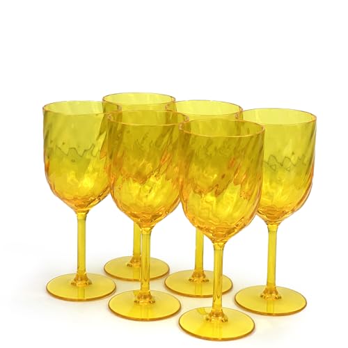 Yalin Lot de 6 Gobelets en plastique acrylique incassables de 44 cl, empilables pour vin et eau....