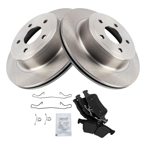 Image of TRQ Rear Brake Pad and Rotor Set Semi Metallic Rotors Compatible with 2008-2010 Chevrolet Cobalt
