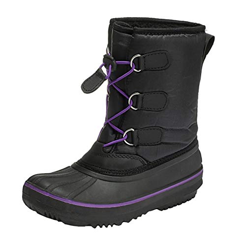 LGXH Waterproof Little Boys Girls Outdoor Snow Boots Non-Slip Rubber Thick Soft Kids Warm Winter Shoes Black Purple Size 11.5 M US Little Kid