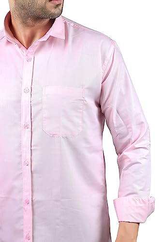 Image of HARPITA Men's Solid Regular Fit Cotton Casual Shirt with Spread Collar & Full Sleeves