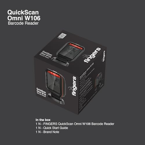 Image of FINGERS QuickScan Omni W106 Barcode Scanner (Quick Scan and CMOS Image Technology, Hands-Free, 1D and 2D Codes, Strong Decoding Capabilities, Counter Top Plug-n-Play.