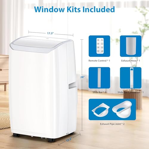 Image of PioneerWorks 14000 BTU Portable Air Conditioner, Cools Rooms up to 750 Sq.Ft, 3-in-1 Ultra-Quiet Cooling Unit with Remote Control, 24H Timer & Auto Swing for Bedroom, Living Room and Large Rooms