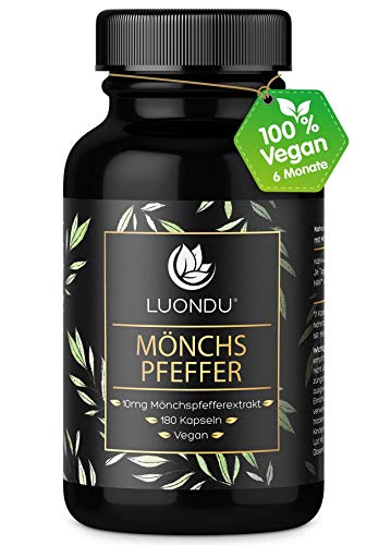 Luondu Mönchspfeffer hochdosiert Extrakt (180 Kapseln) I 10mg Extrakt je Kapsel - Vegan - Vitex Agnus Castus Tabletten I Beliebt bei Kinderwunsch und Regelbeschwerden - Hergestellt in Deutschland