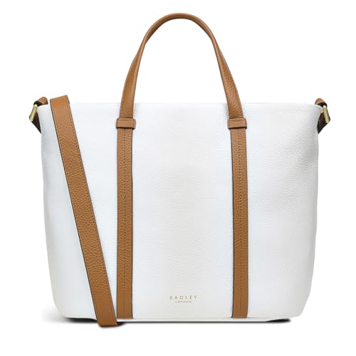 Image of RADLEY London Farringdon Women's Medium Leather Ziptop Satchel Bag, Bright White