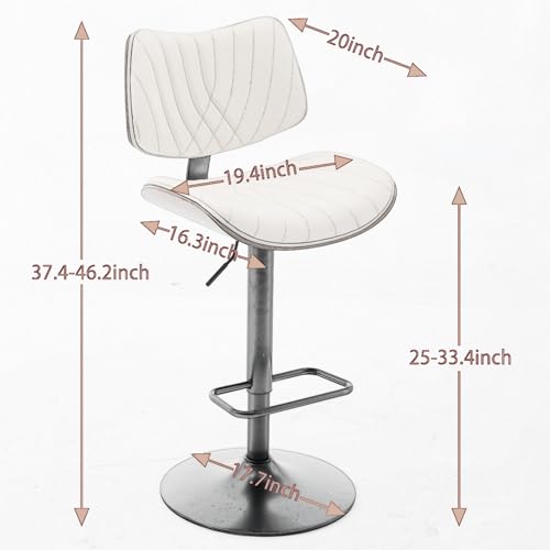 REONEY Butaco Giratorio, Set de 4, Altura Ajustable, Tapizado en Cuero PU Beige, con Respaldo y Reposapiés, Moderno miniatura 3