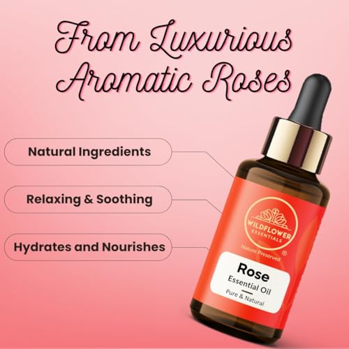 Image of Rose Essential Oil 100% Pure & Natural For Face, Skin, Hair & Body, Aromatherapy, Relaxation, Diffusers, Lotions, Soaps, Perfumes, Mist, Undiluted, No Adulteration 30ml