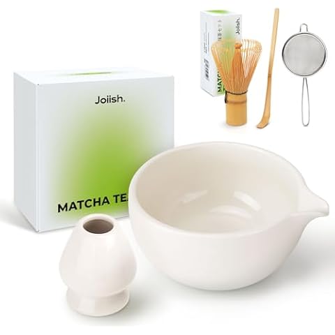 Joiish Matcha Bowl & Bamboo Whisk, Holder and Sifter Set, Basic Matcha Tea Kit 5 PCS Cover