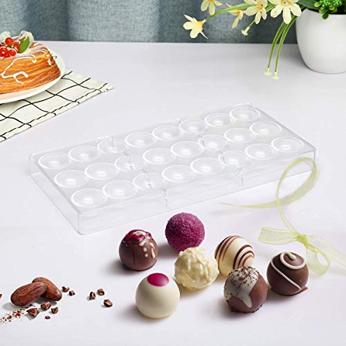 Jeteven Chocolate Candy Jelly Bonbon Making Mold, Non-stick PC Polycarbonate Mould Tray (Semi-Sphere)