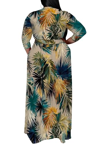 Image of SUZONANA Women's Plus Size Maxi Dresses Casual Loose Short Sleeve Long Maxi Dress with Belt Wedding