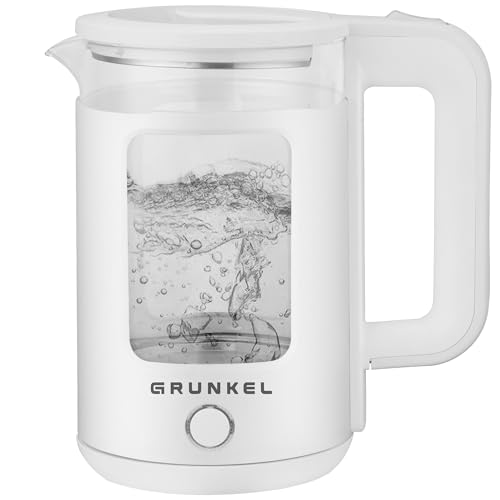 Grunkel HV-18CWPBL, Hervidor Eléctrico de Agua 1,8 L, 1500W, Apagado Automático, Color Blanco