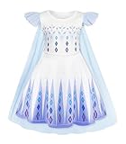 WonderBabe Princess Dress for Girls White Princess Dress Up Costume for Christmas Birthday Cosplay Fancy Party with Cape size 3-4t