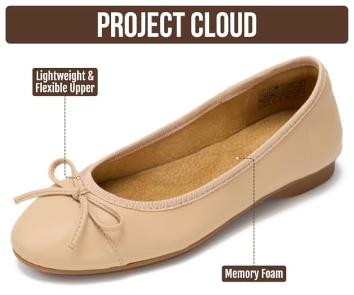 Image of Project Cloud Ballet Flats for Women Shoes - Genuine Leather Insole and Lightweight Mary Jane Flats - Non-Slip and Comfortable Womens Shoes