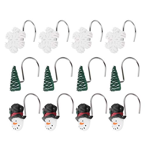 TOPBATHY 12Pcs Christmas Curtain Hooks Resin Shower Curtain Hooks Decorative Hanger Hooks Christmas Party Decor