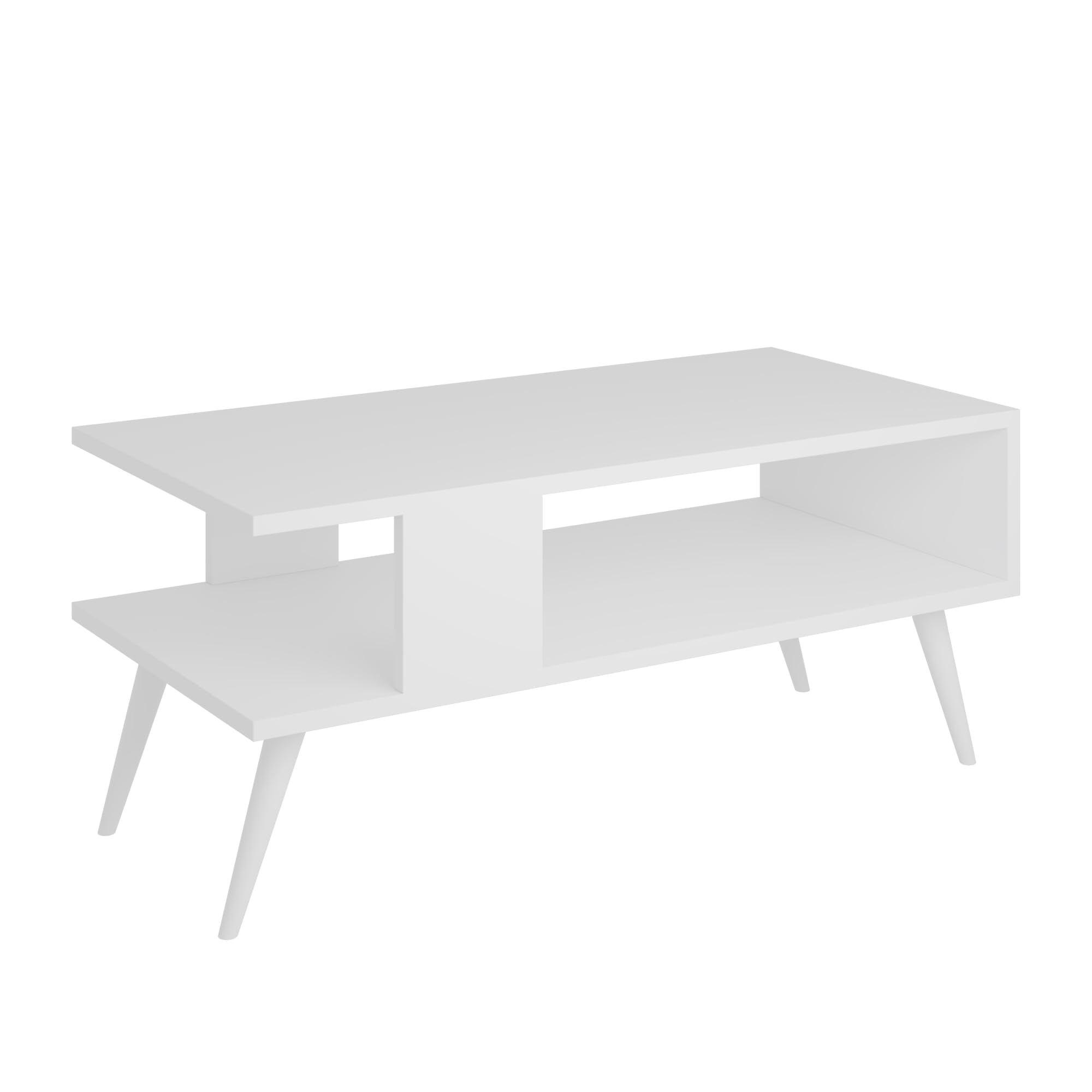 [en.casa] Table Basse Design Rectangulaire pour Salon avec Surface de Rangement Panneau de Particules Mélaminé Bois 40 x 90 x 45 cm Blanc