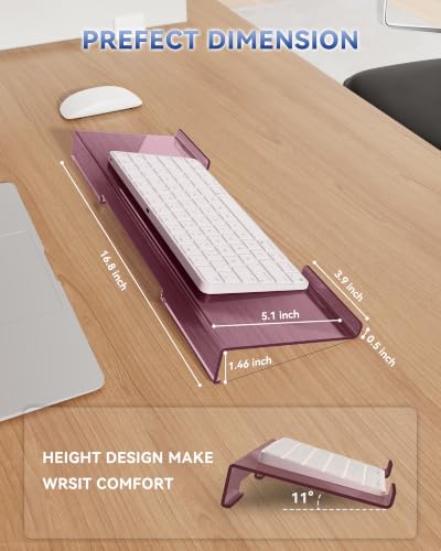 Image of Computer Keyboard Wrist Rest Stand for Desktop(Rose Pink), Keyboard Riser | Ergonomic Acrylic Keyboard Holder, Keyboard Hand Rest, Pain Relief for Typing, Multiple Colors