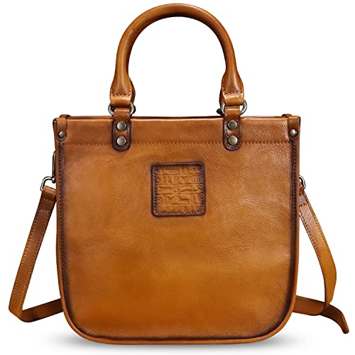 Image of Genuine Leather Handbags for Women Vintage Real Leather Fashion Tote Bag Shoulder Bag Crossbody Bag Satchel Purse