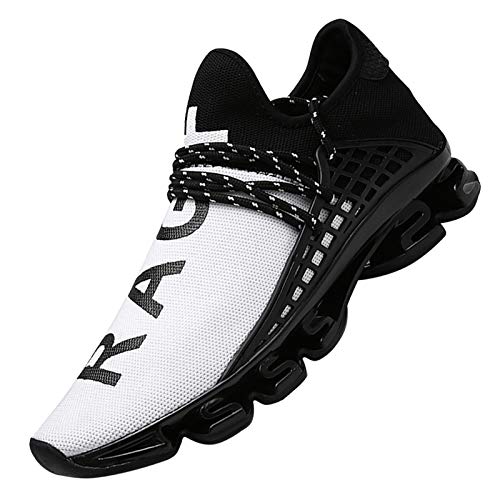 DUORO Mens Slip On Road Running Shoes Breathable Lightweight Comfortable Walking Shoes Athletic Gym Tennis Shoes for Men 7.5 Wide White