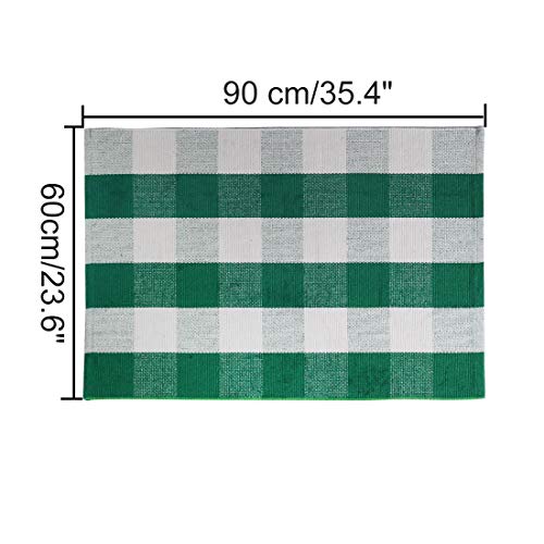 Tapete verde y blanco de algodón 35x24 pulgadas miniatura 3