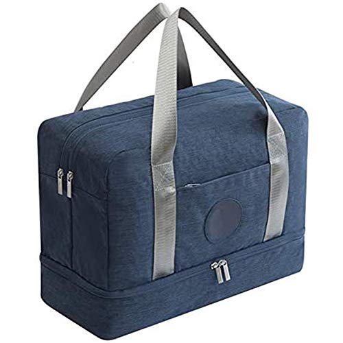 zyy De Gran Capacidad A Prueba De Agua Separación Bolsa De Viaje Duffle Multifuncional Wet Mano Almacenaje del Recorrido Bolsa De Lona,Azul