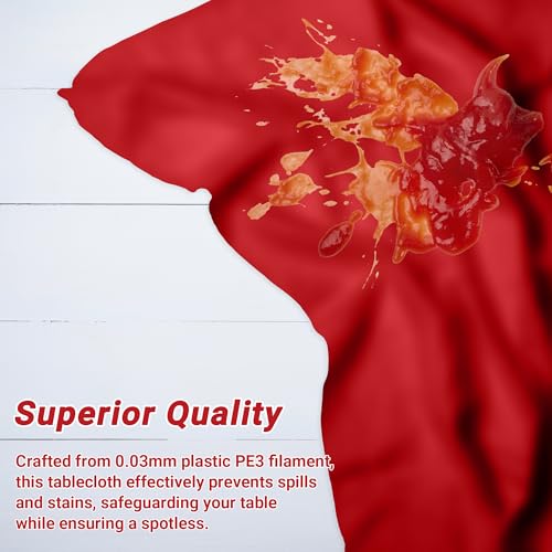 Image of QZYL 4 PCS Picnic Table Cover, 54 x 108 in Rectangle Tablecloth, Red Table Cloth Indoor Outdoor for Baptism Decorations, Waterproof Plastic Tablecloth for Birthday, Wedding and Anniversary