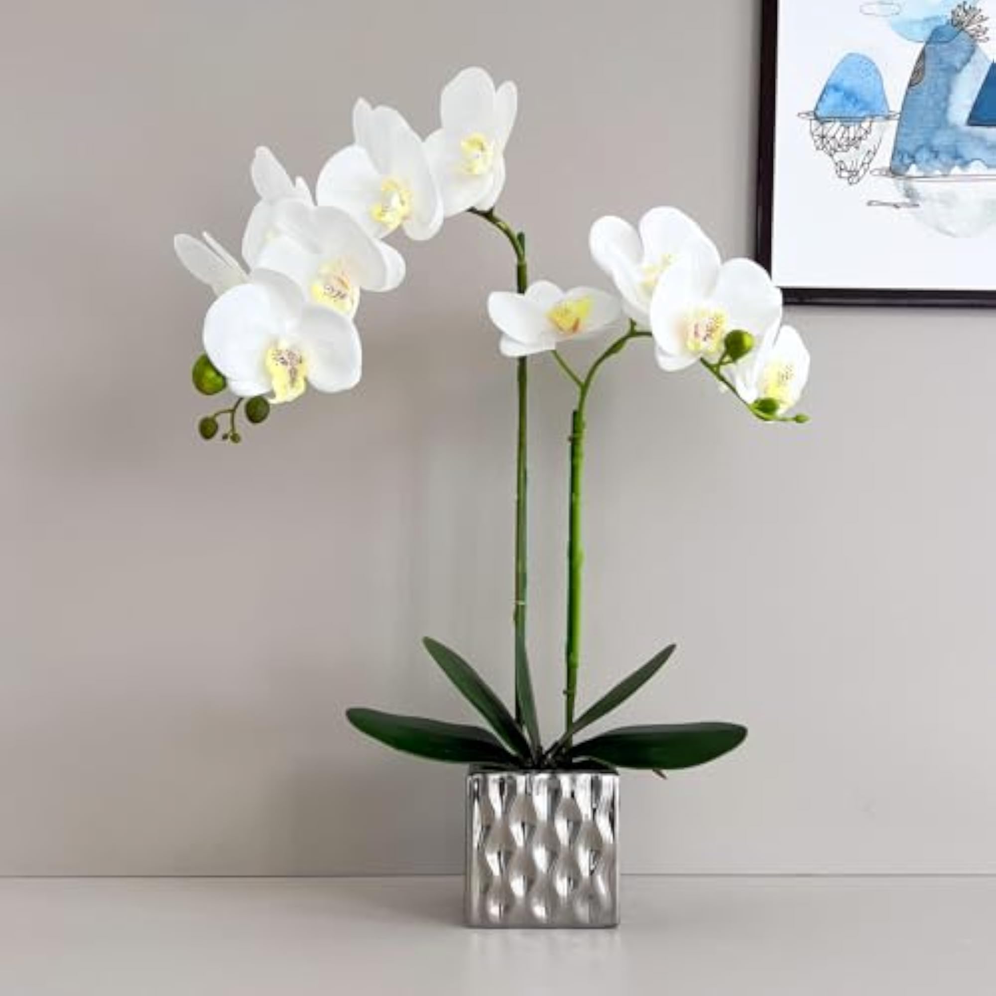 Artificial Orchids Silver Vases Orchids Artificial Flowers