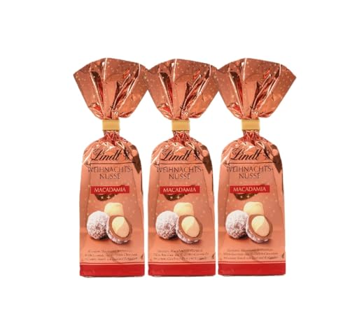 Lindt Schokolade Weihnachts-Nüsse Macadamia | 100 g Beutel | Köstliche Macadamia Nüsse in Vollmilch-Schokolade | Schokoladengeschenk zu Weihnachten
