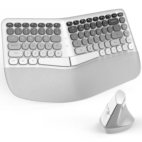 Image of MOFII Wireless Ergonomic Keyboard & Mouse Combo - Split Curved Keyboard with Wrist Rest (All-Day Comfort) + Wireless Vertical Ergonomic Optical Mouse, Compatible with PC /Laptop /Desktop
