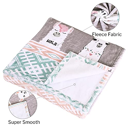 Rosielily Cute Alpaca Llama Throw Blanket For Boys Girls Women Adults, Lightweight Travel Blanket, Decorative Extra Soft And Comfortable Warm Cozy Flannel Llama Gifts For Baby, Kids, Youth, 50X60 #TOP5
